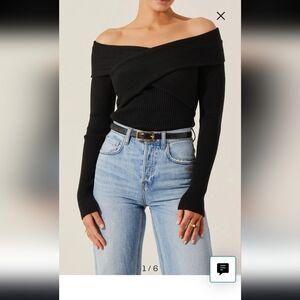 Astr Black Off-the-Shoulder Sweater